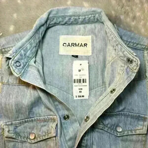 Carmar Distressed Denim Vest - size XS
